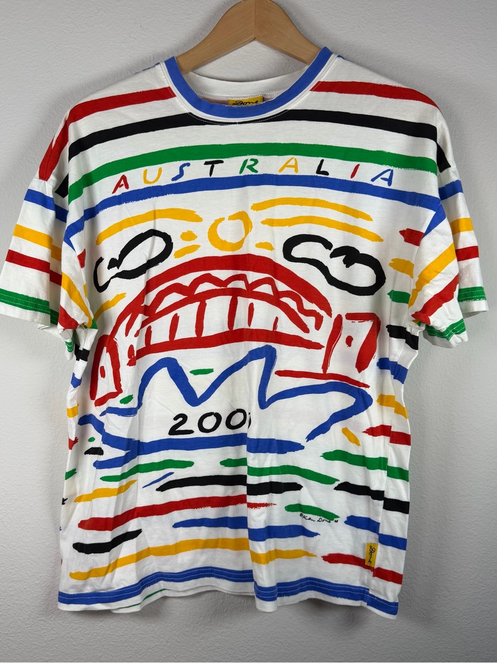 VTG Australia Ken Done Men's T-Shirt Size Medium Art Graphic Print Short Sleeve
